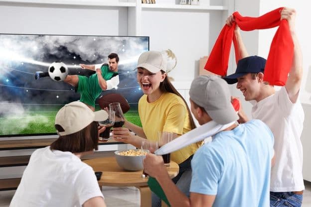 Aficionados al fútbol viendo un partido de fútbol